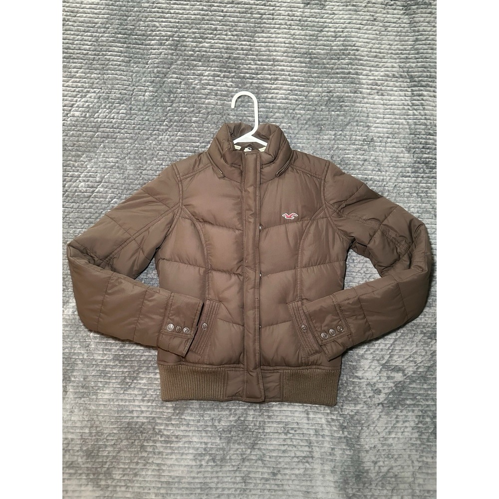Hollister Y2K Vintage Women's Sz Large Brown Winter Puffer Jacket (no Hood)